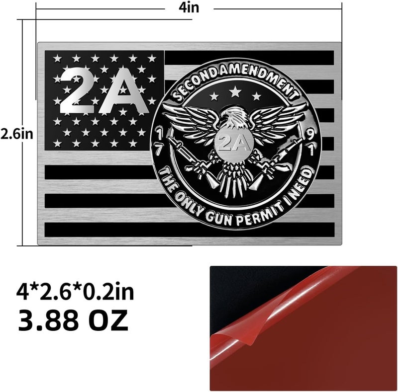 LWQLZY 2A Second Amendment Eagle Car Emblem – Metal 3D Design with ‘Second Amendment’ Text, 3M Adhesive – Patriotic Auto Badge for Car, Truck, Motorcycle, Window, or Door (2A US Flag) - Image 5